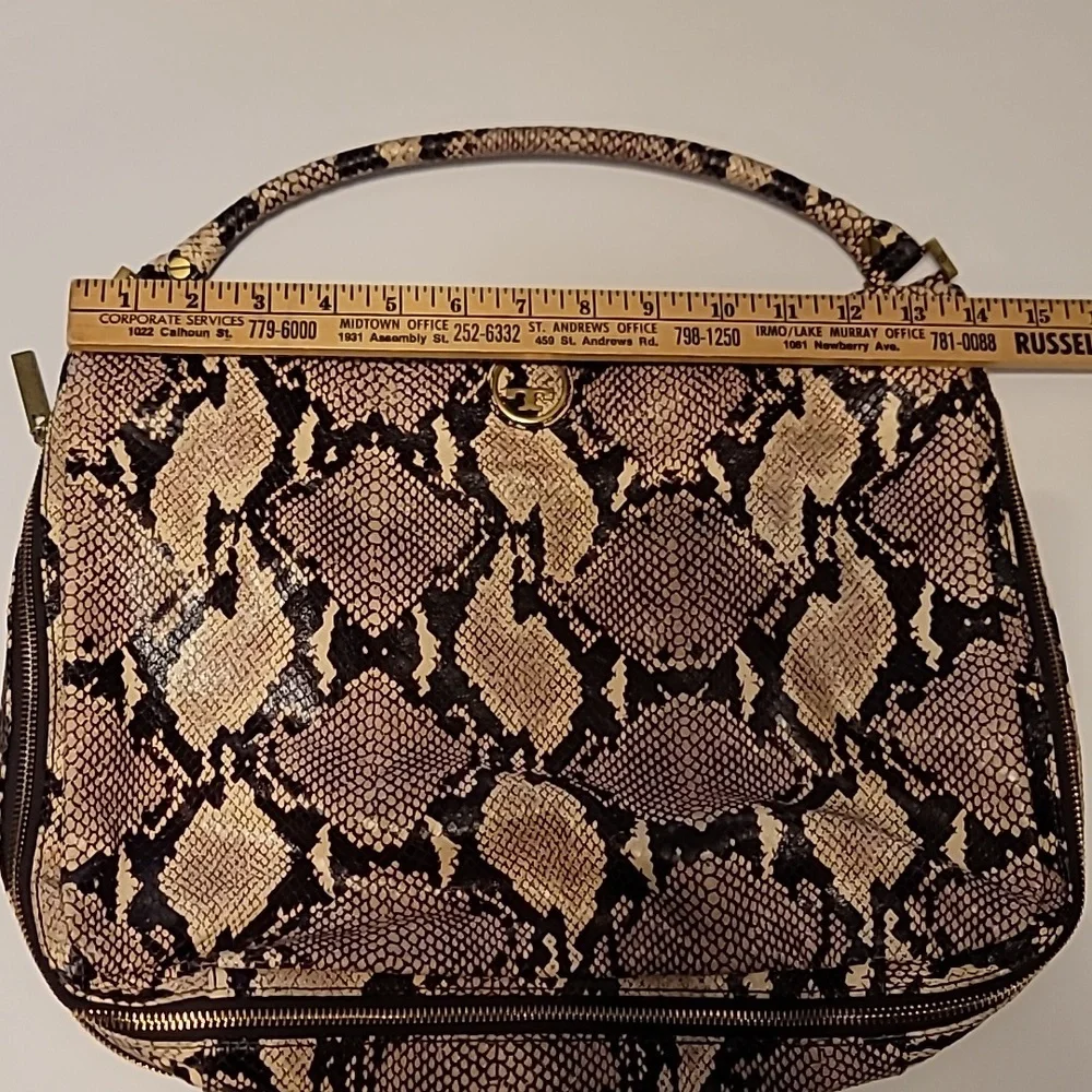 Tory Burch Snakeskin Shoulder Handbag Designer Animal Print Luxury Purse